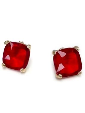 Gold-Set Cushion-Cut Stud Earrings - Women Jewelry
